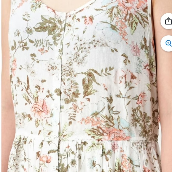 FRYE Floral Sleeveless Button Front Maxi Dress White Pink Green Size Large - Picture 7 of 11